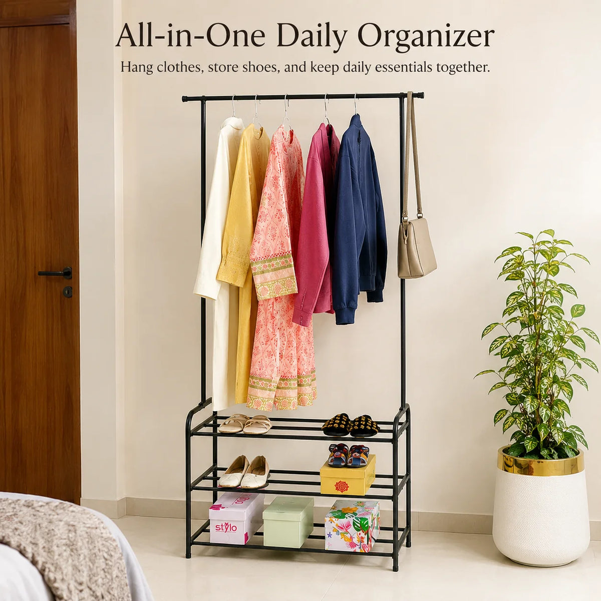 Portable Clothes Hanging Storage Rack
