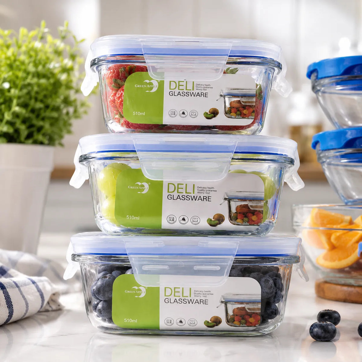 3-Piece Airtight Glass Food Storage Bowl Set
