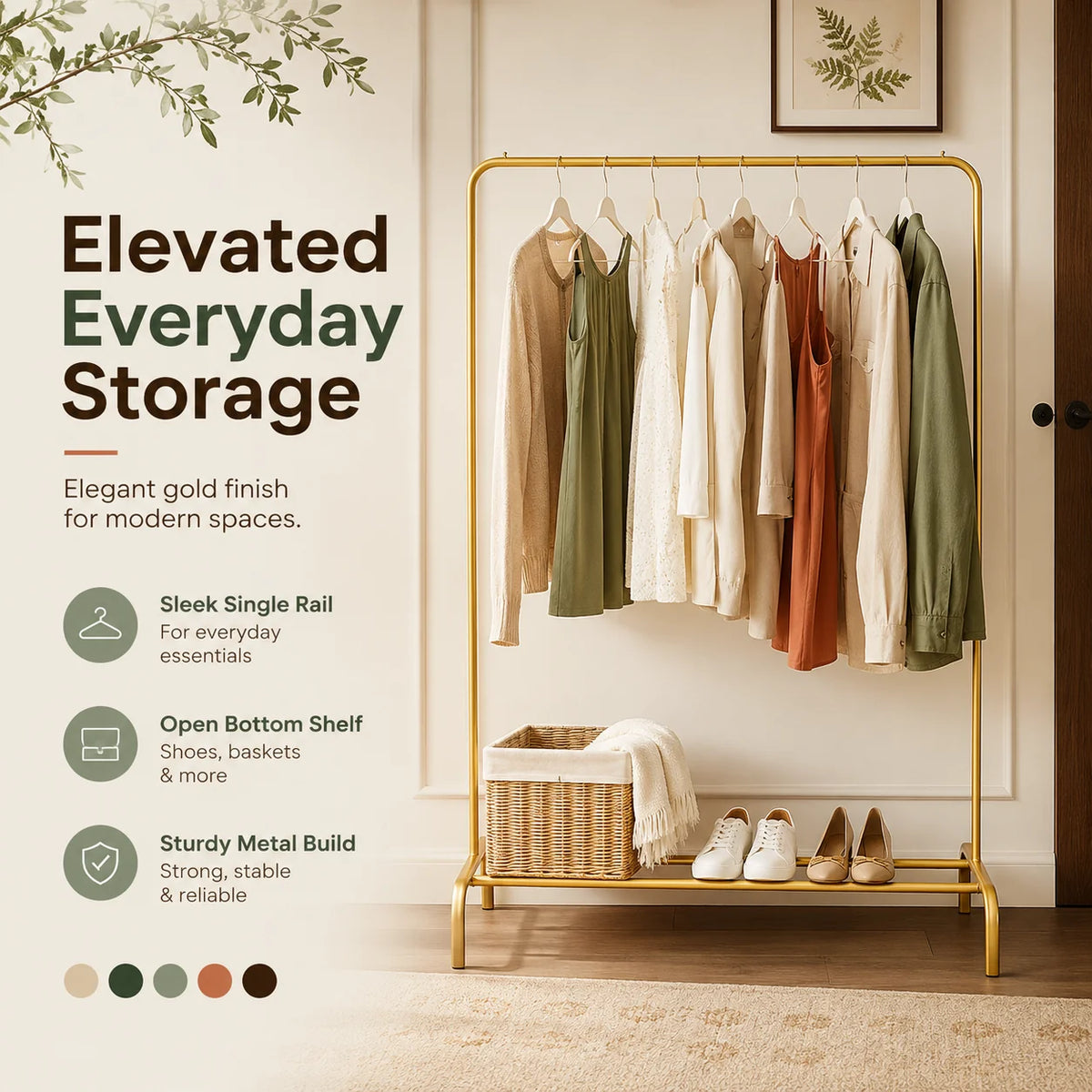Single-Pole Metal Clothes Stand | Freestanding Garment Rack