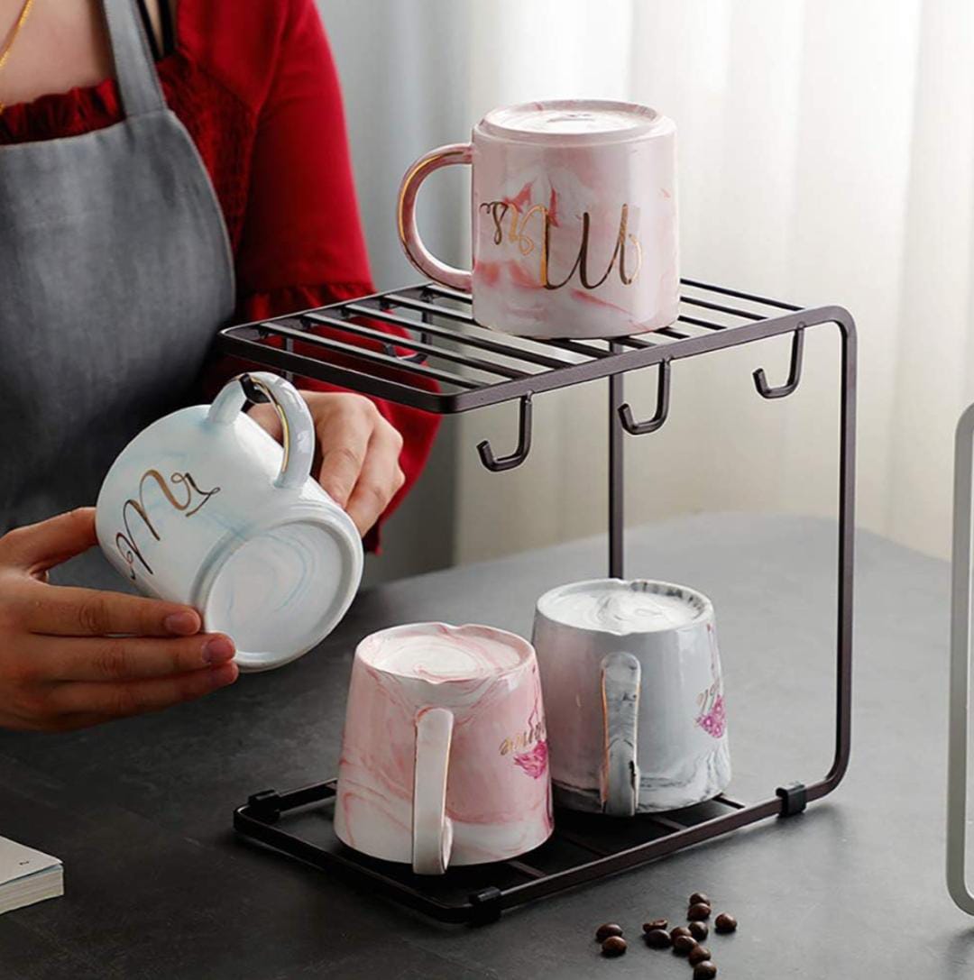 Metal Coffee Cup Holder Stand | Countertop Mug & Tea Cup Storage Organiser