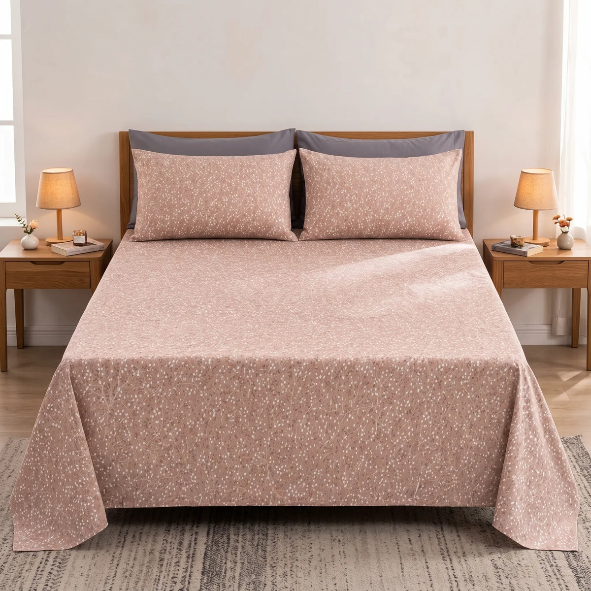 3 Pcs Whispering Woods Dusty Rose Bedding Set