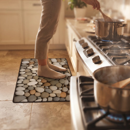 Anti-Slip Pebble Design Kitchen Mat Set – Waterproof, Oil-Resistant & Washable (2 Pcs)