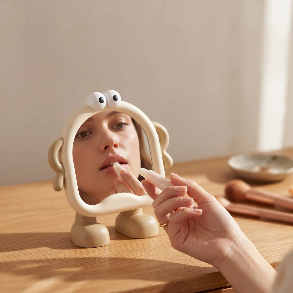 Cute Cartoon Character Standing Vanity Mirror – Desktop Makeup Mirror