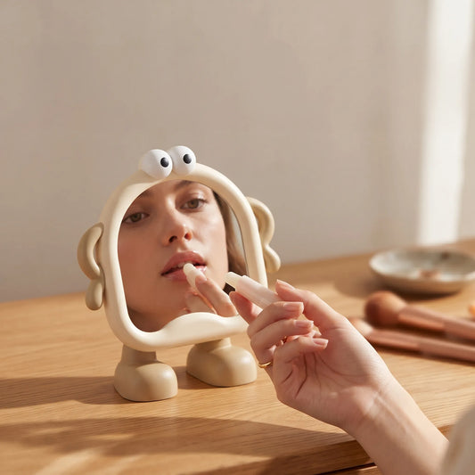 Cute Cartoon Character Standing Vanity Mirror – Desktop Makeup Mirror
