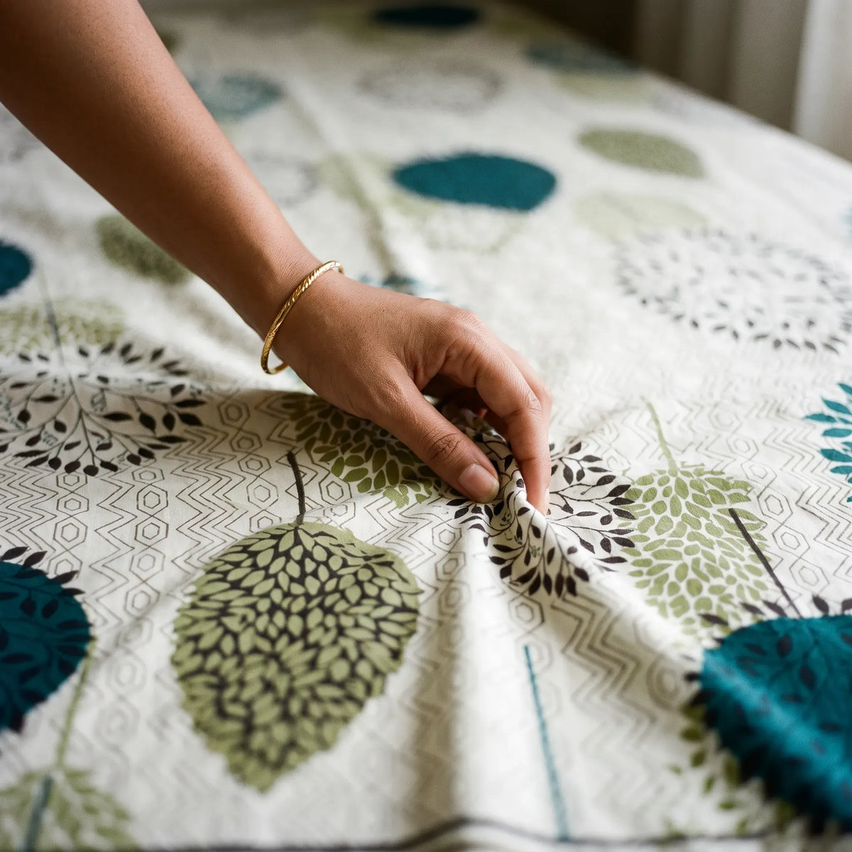 3 Pcs Teal & Olive Tree-of-Life Bedding Set