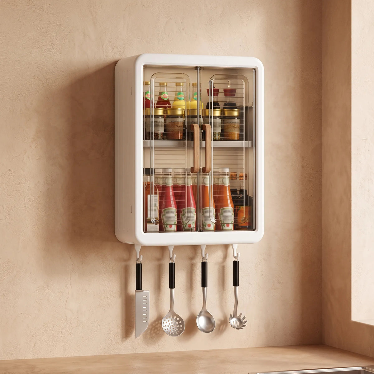 Punch-Free Wall Hanging Storage Cabinet for Bathroom & Kitchen