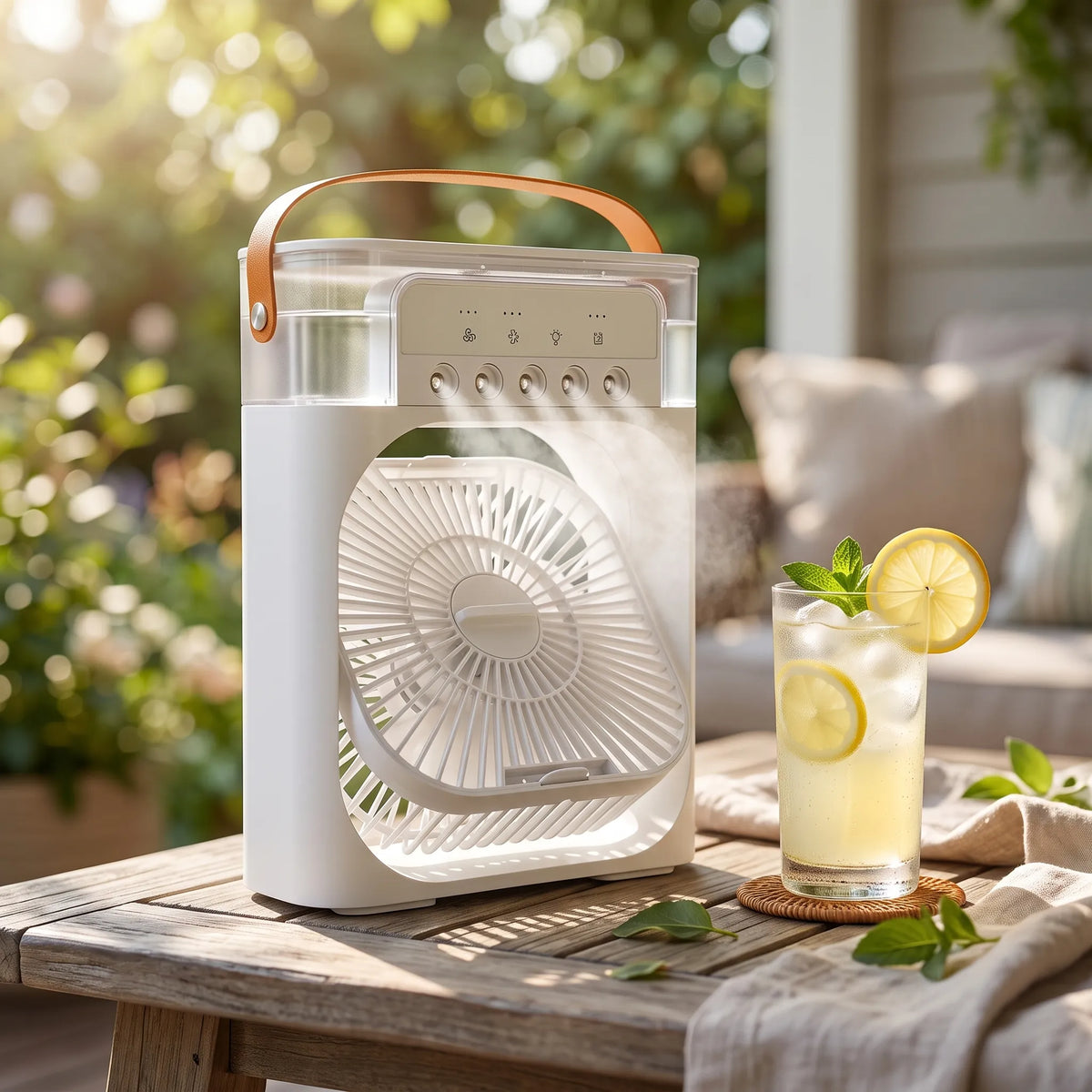 Portable Water Mist Fan – Humidifier & Air Cooler with 600ml Tank