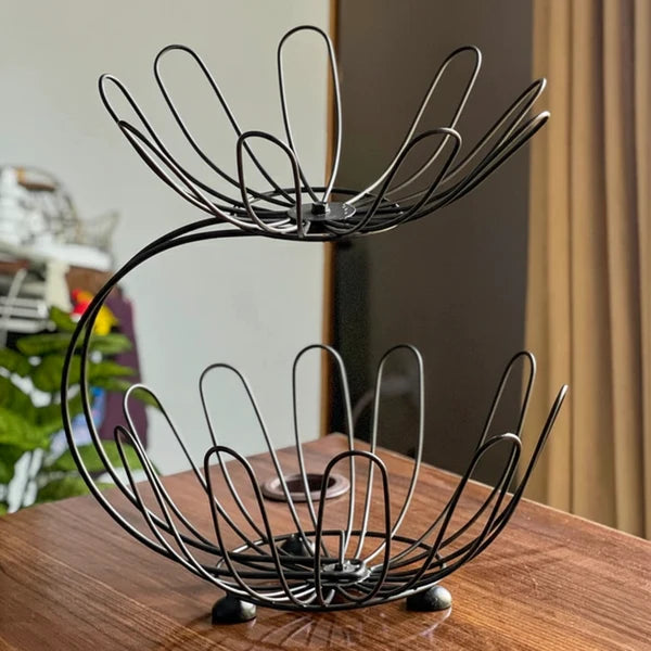 2-Tier Crescent Fruit Basket | Stylish Multi-Level Kitchen Fruit Organiser