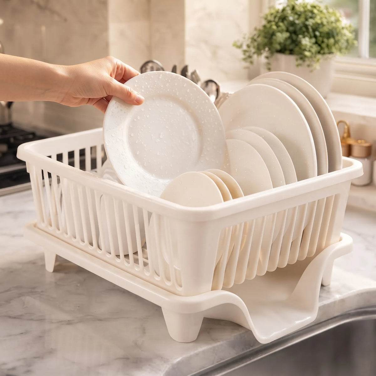 Compact Dish Drying Stand – Space-Saving Kitchen Dish & Glass Rack