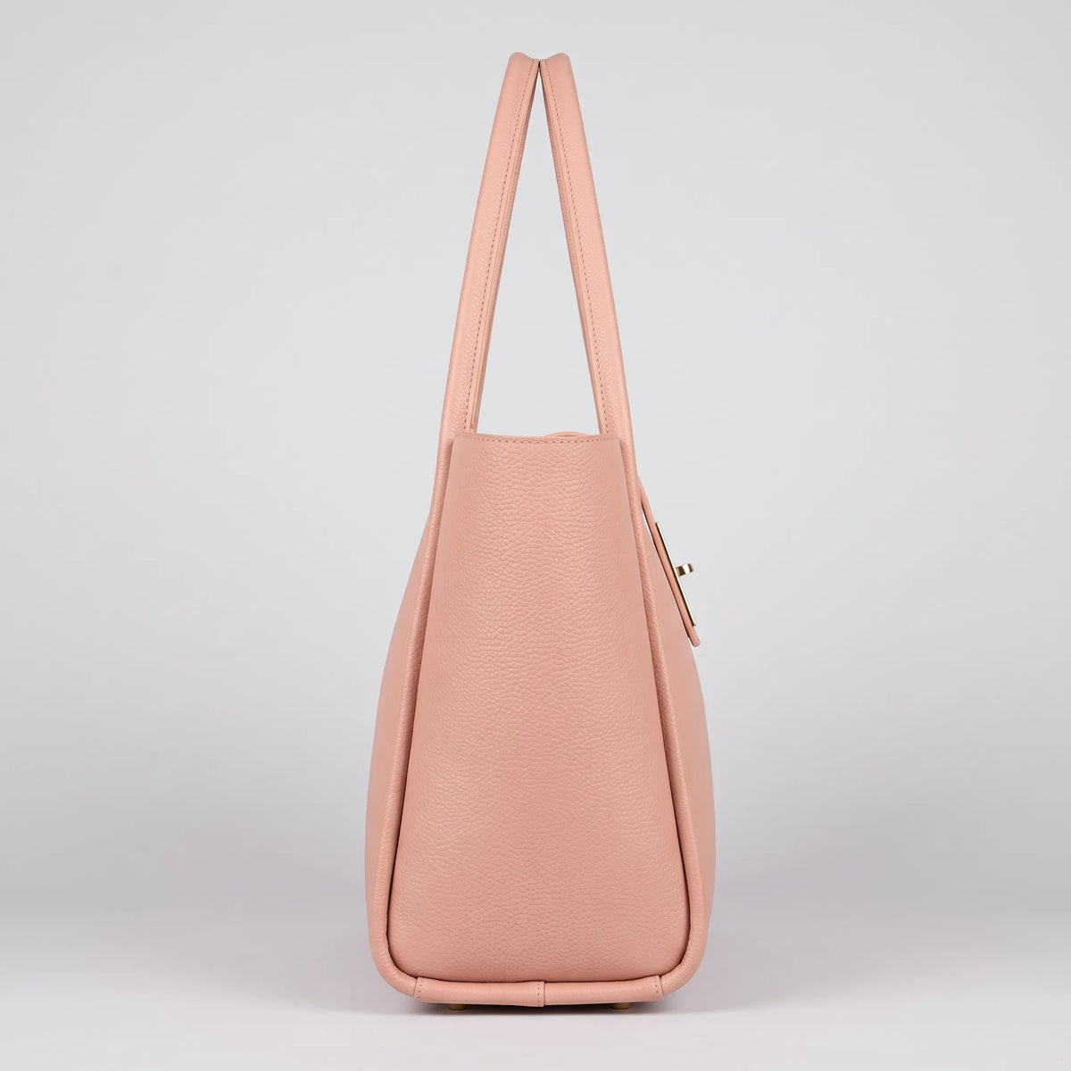 Pink Structured Tote Bag with Buckle Strap Accents