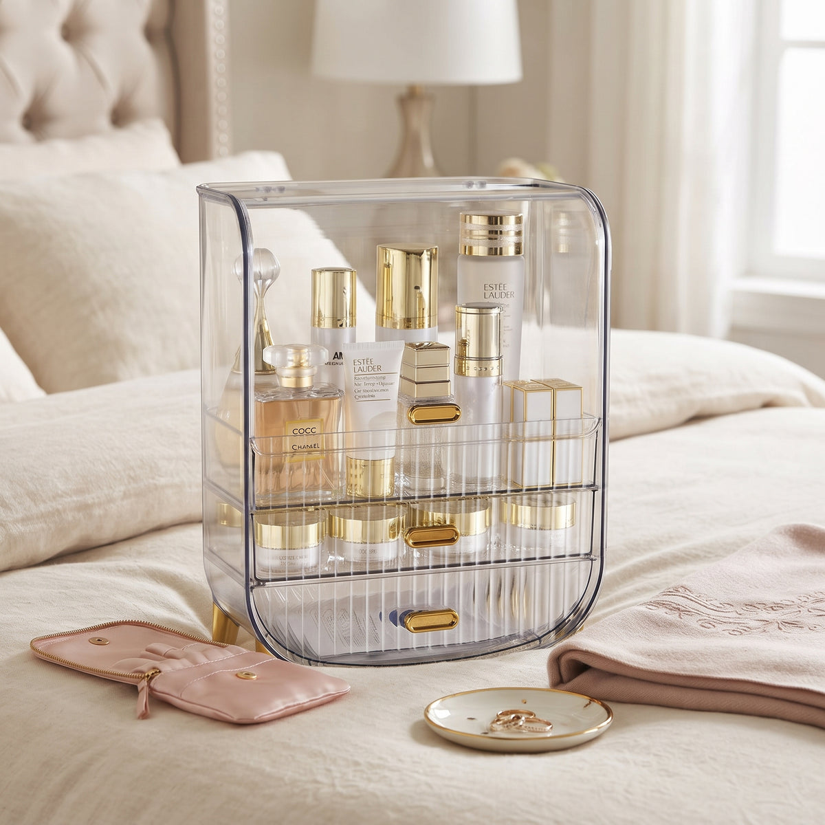 Transparent Cosmetic Storage Box with Drawers | Makeup & Skincare Organiser