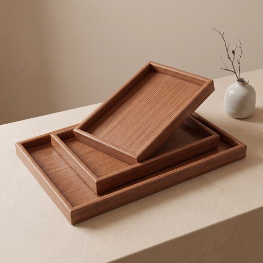 3-Piece Wooden Tray Set – Serving & Kitchen Organisation Trays