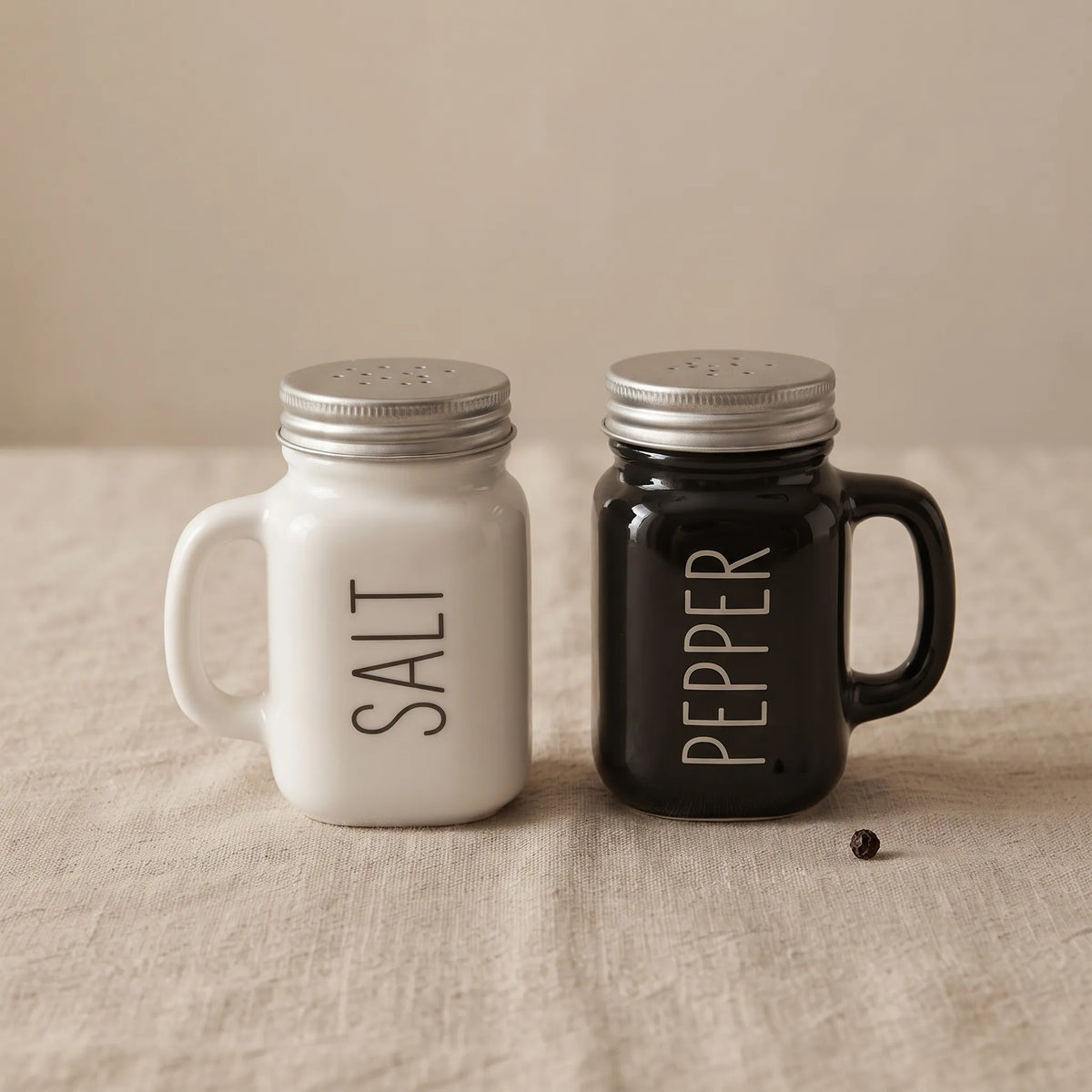 Ceramic Salt & Pepper Shaker Set – Black & White Dining Table Essentials