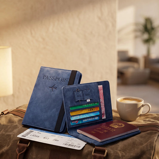 Vintage PU Leather Passport Holder & Travel Wallet – Card & Cash Organizer