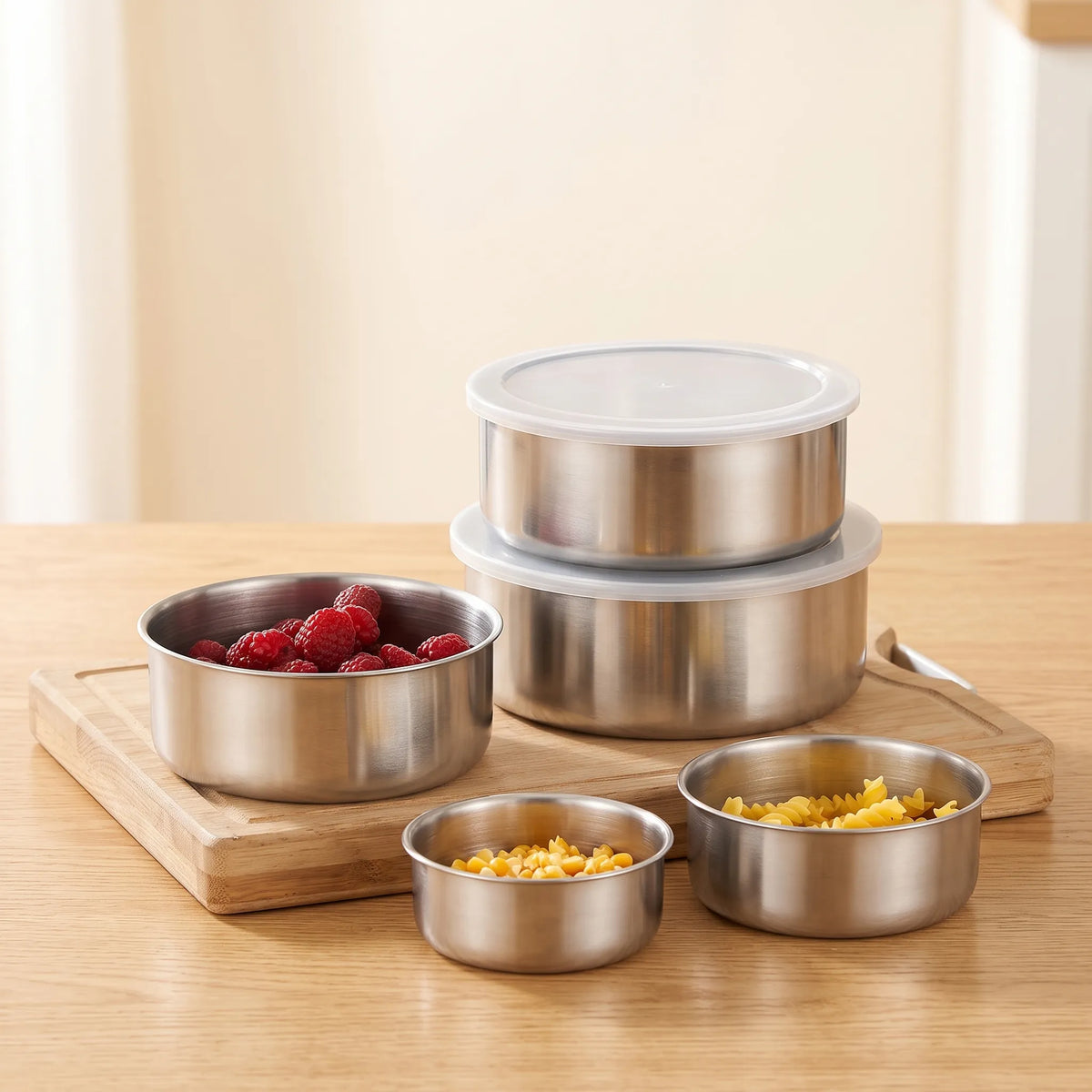 5-Piece Stainless Steel Mixing Bowl Set with Lids