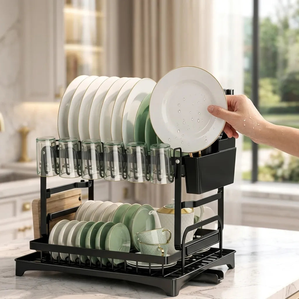 Rust-Proof Multi-Tier Dish Drying Rack – Imported Kitchen Dish Stand