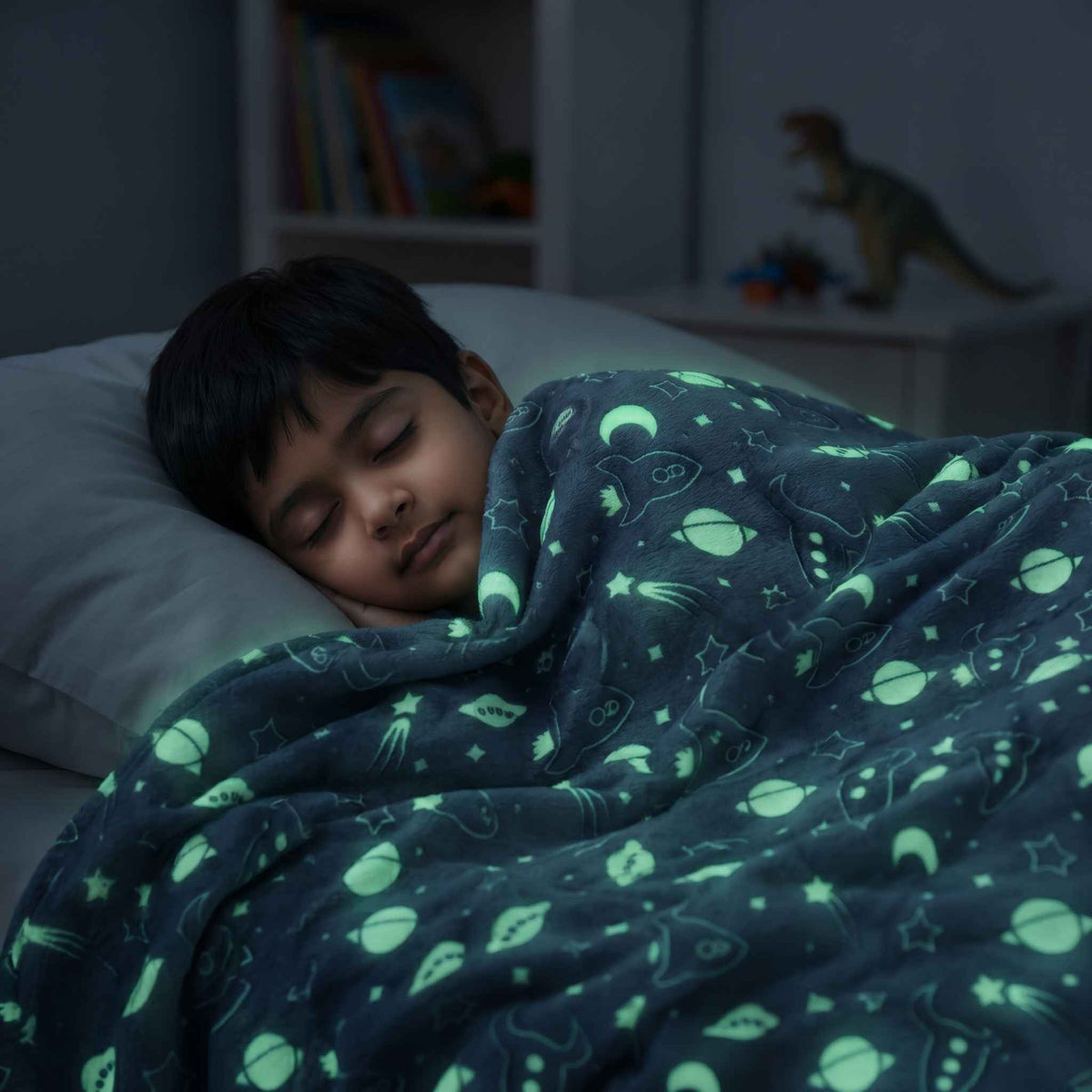 Glow-in-the-Dark Constellation Knitted Fleece Throw Blanket