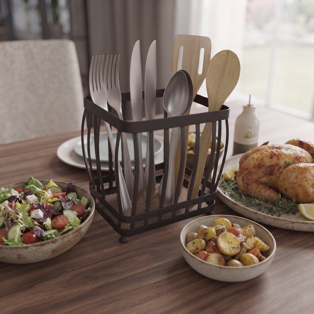 Iron Tabletop Utensil Holder | Kitchen Countertop & Buffet Organiser