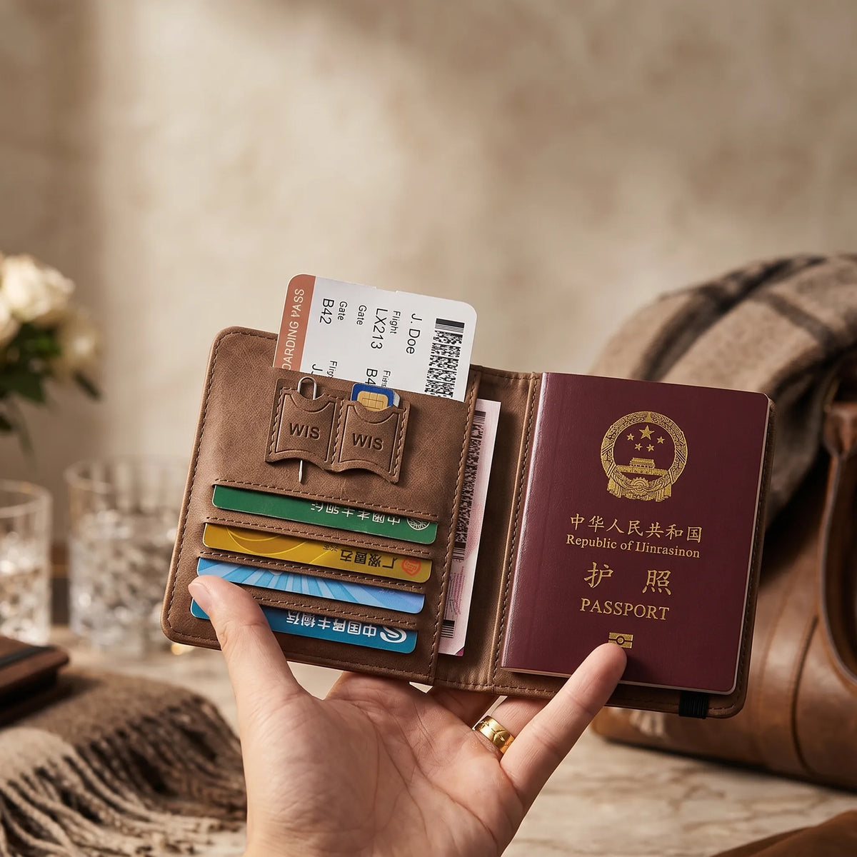 Vintage PU Leather Passport Holder & Travel Wallet – Card & Cash Organizer