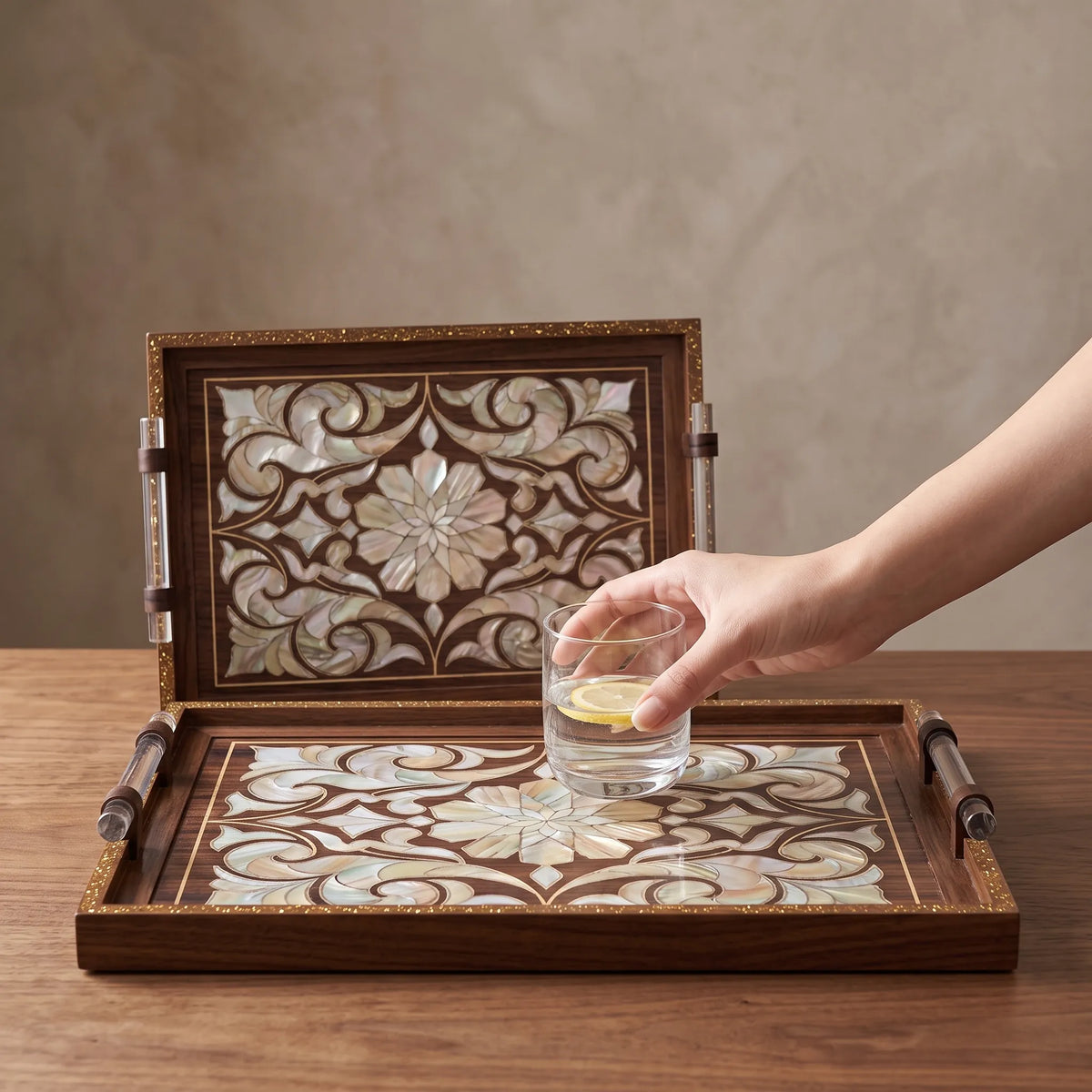 2-Piece Wooden Tray Set – Serving & Kitchen Organisation Trays