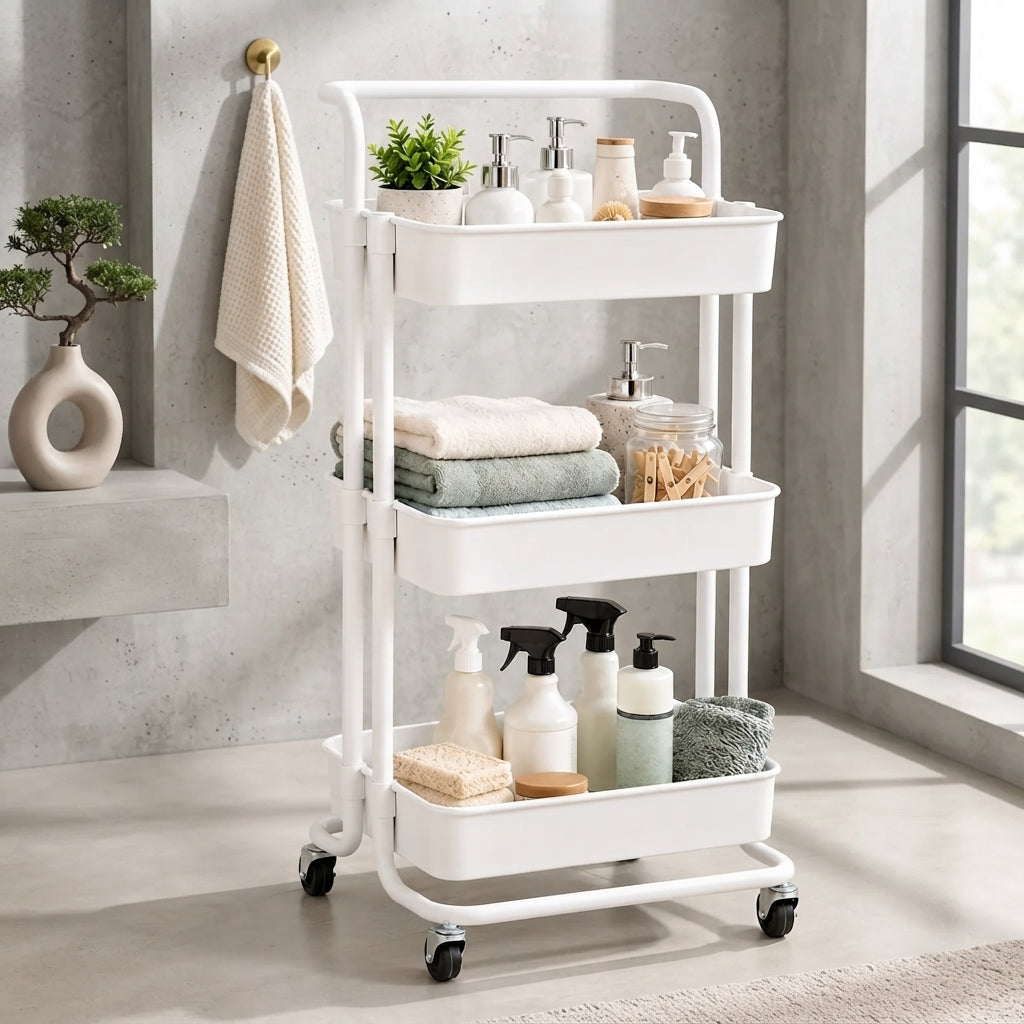 3-Tier Organiser Trolley | Multi-Purpose Rolling Storage Cart