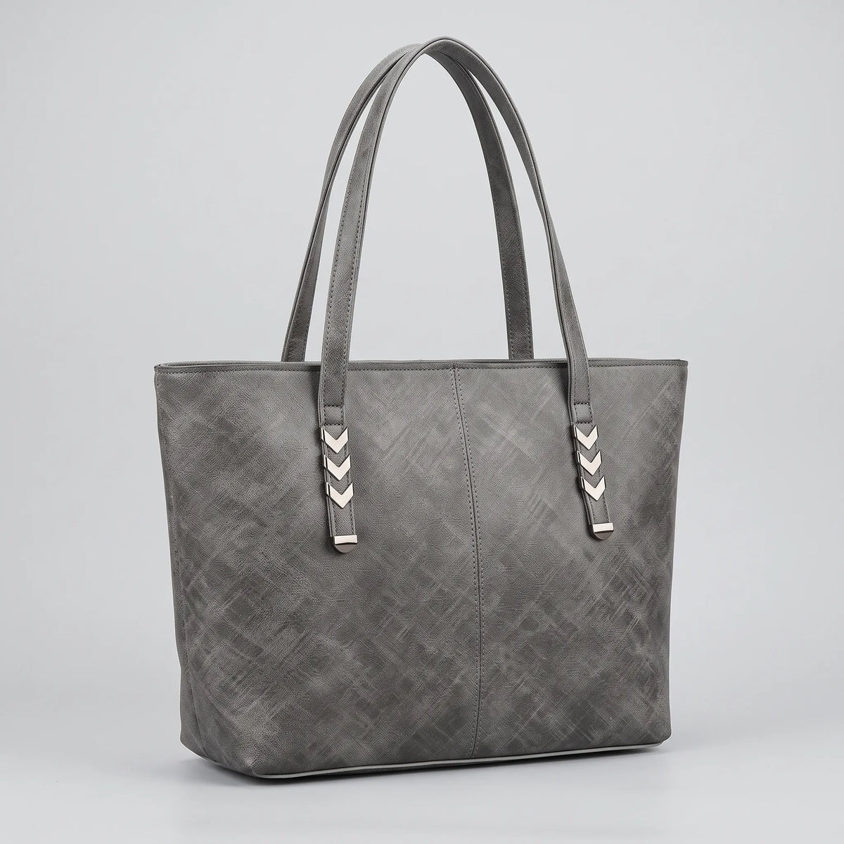 Structured Tote Bag with Chevron Metal Accents – Women’s Handbag