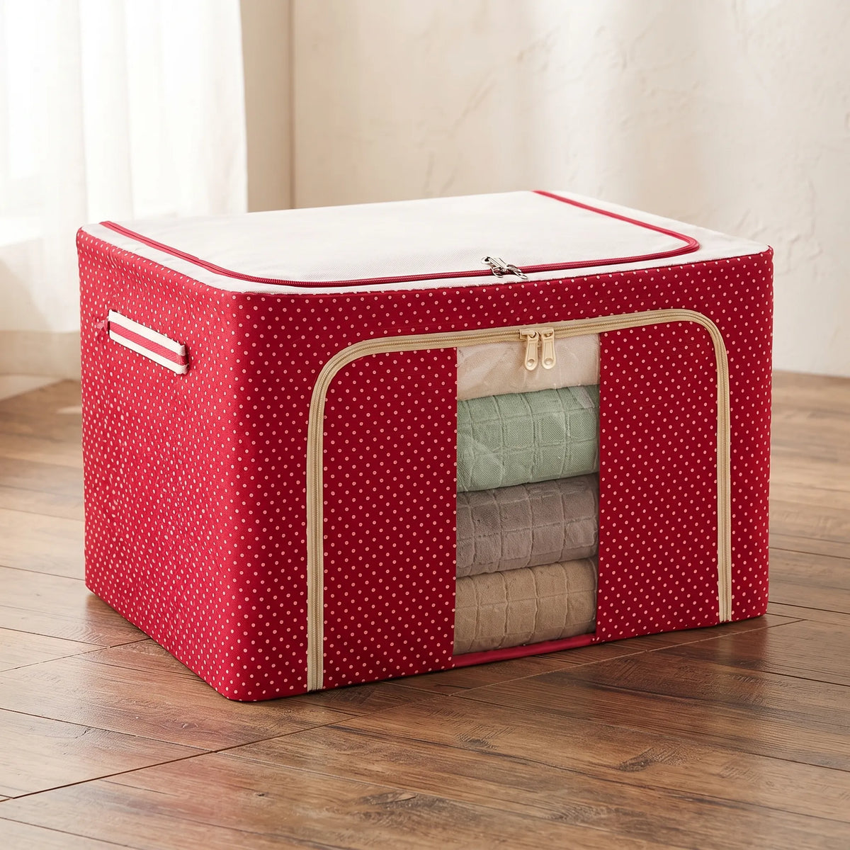 66L Foldable Storage Bag with Handles – Clothes, Blanket & Bedding Organizer