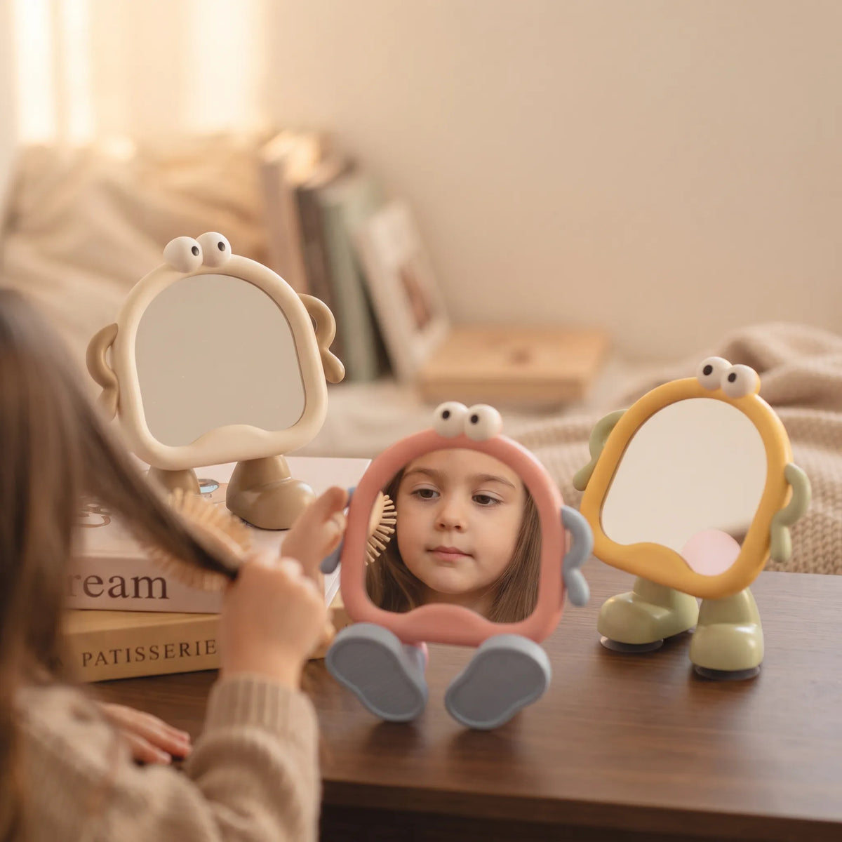 Cute Cartoon Character Standing Vanity Mirror – Desktop Makeup Mirror