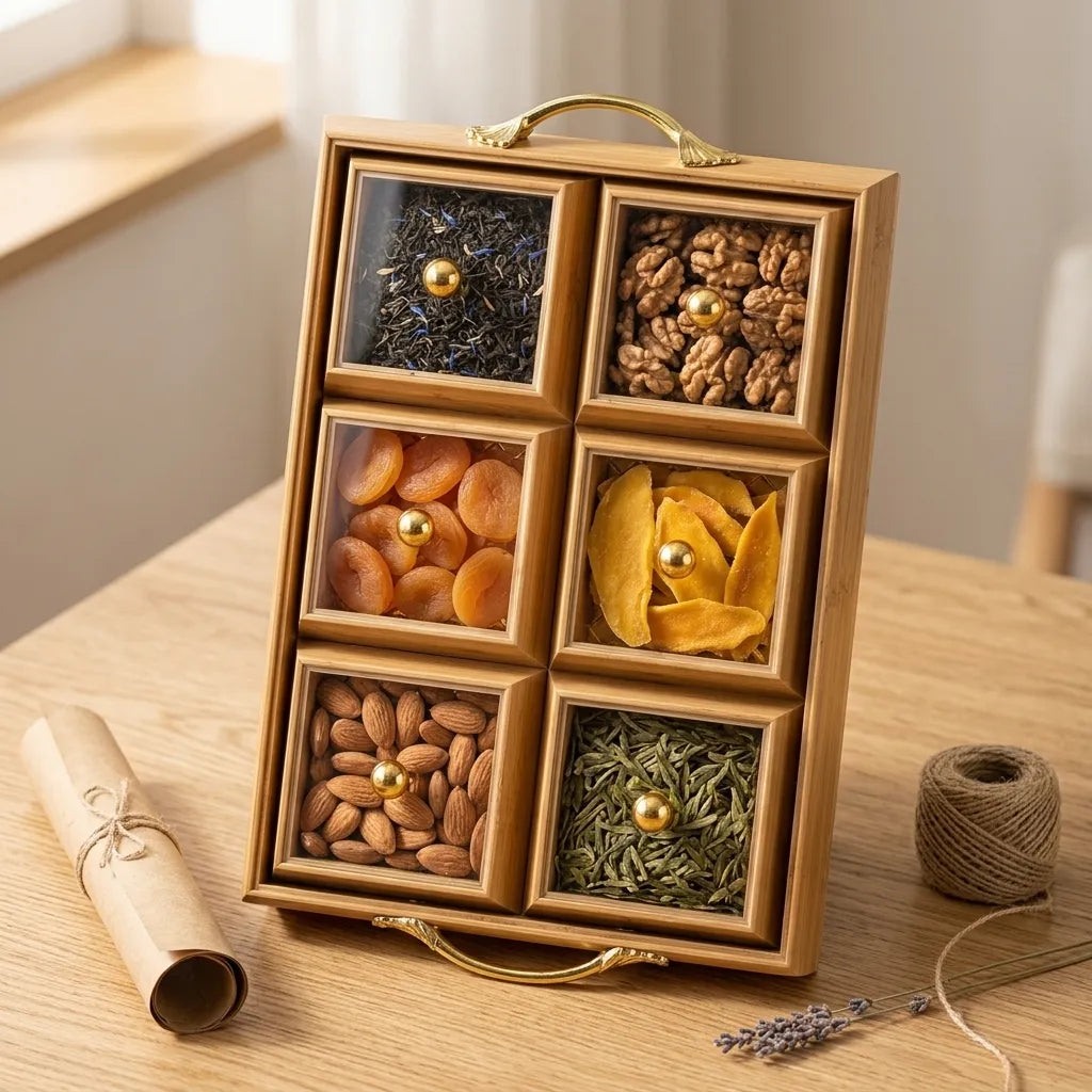 Bamboo Wooden Drawer Organiser – Kitchen Spice & Desk Storage Box