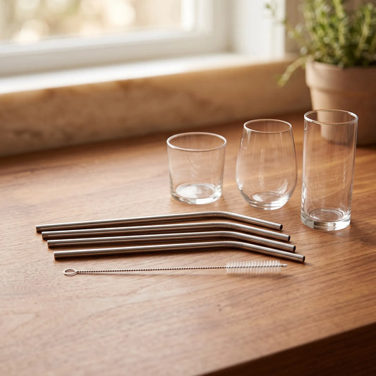 Reusable Stainless Steel Drinking Straws – Set of 4
