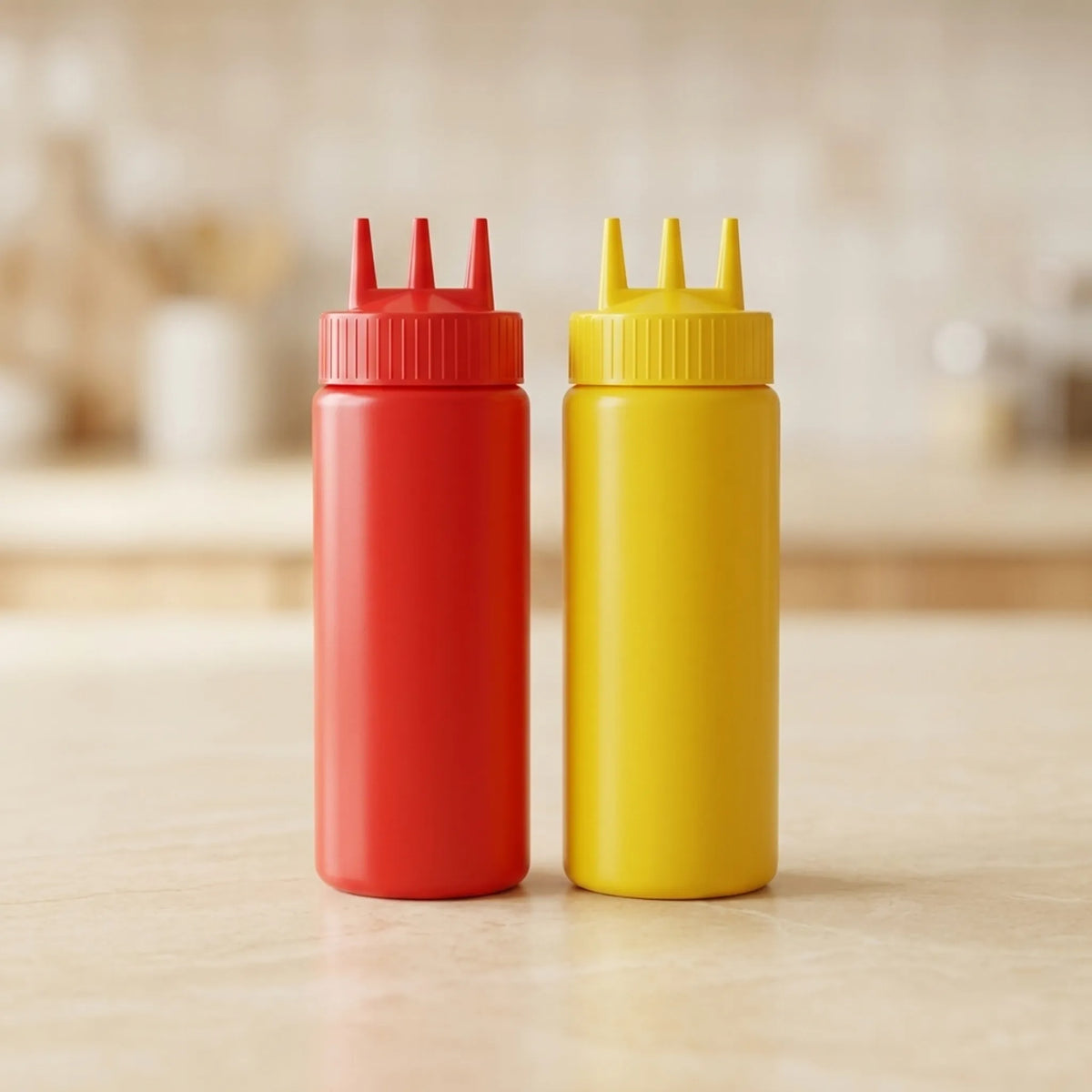 2-Piece 3-Hole Squeeze Sauce Bottle Set