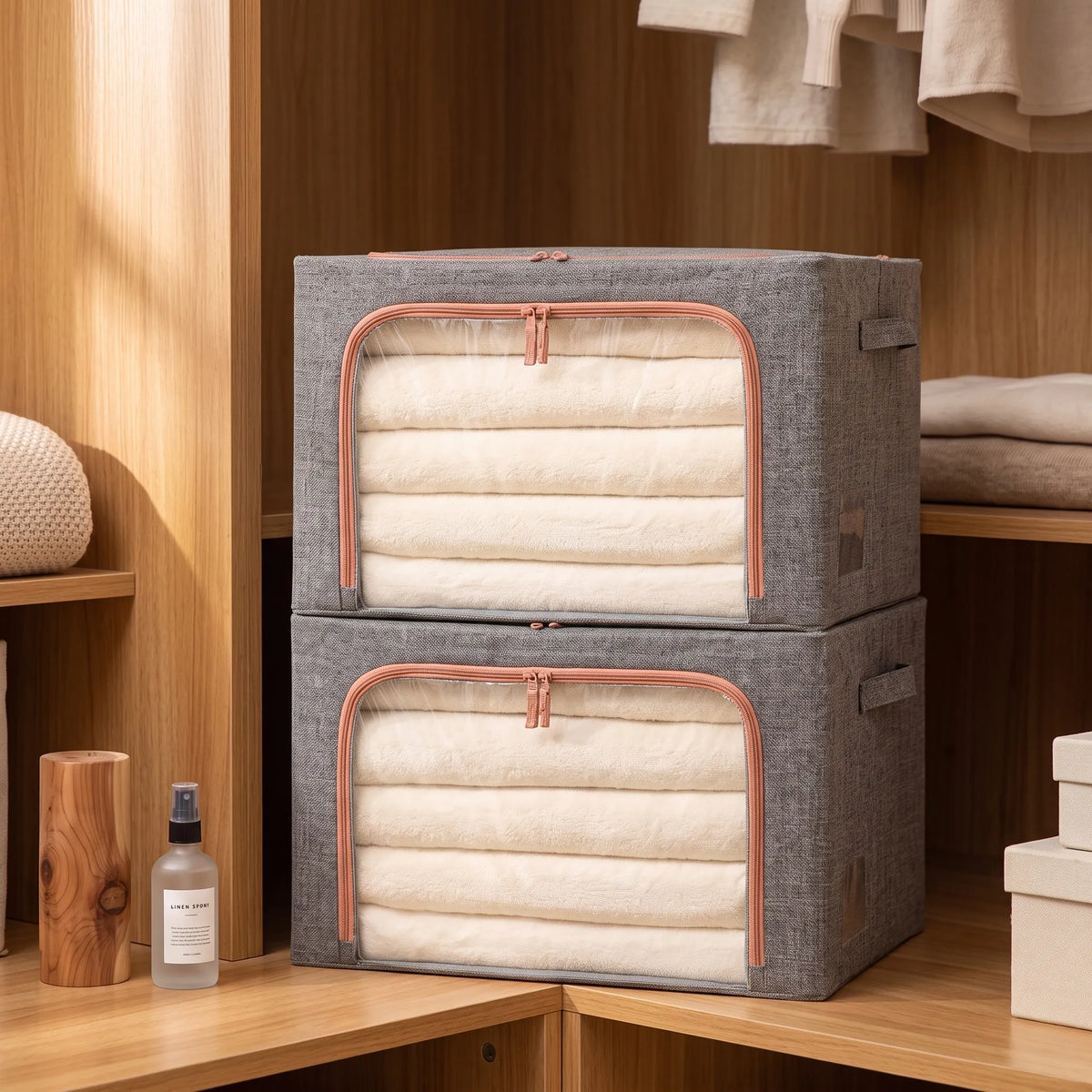 Foldable Clothes Storage Bag with Metal Frame – Wardrobe & Bedding Organizer