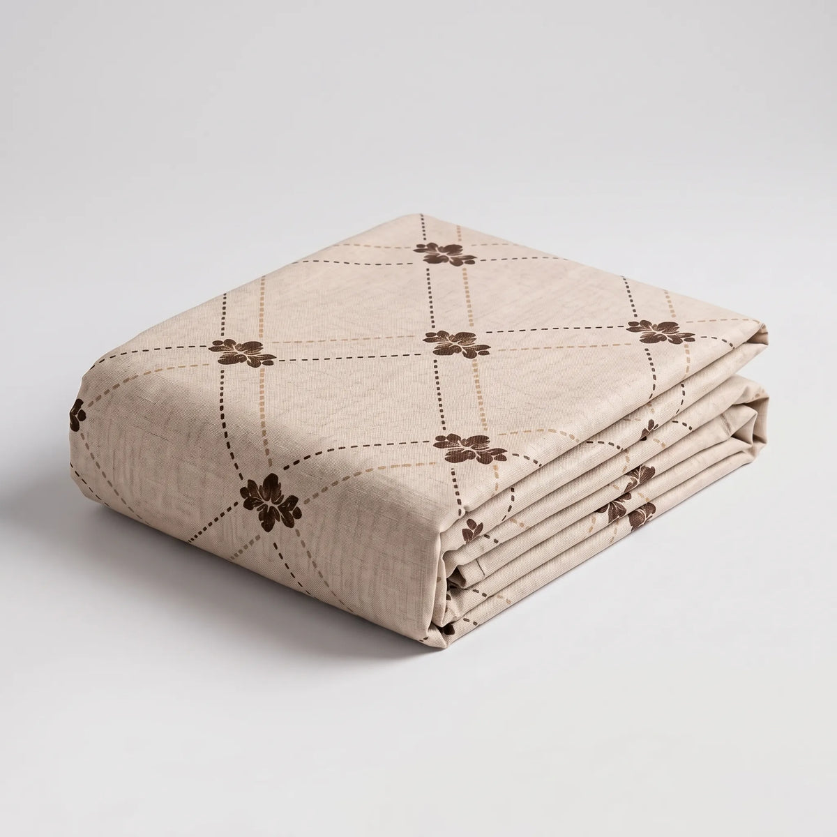 3 Pcs Neutral Trellis & Floral Motif Cotton Bedding Set