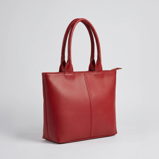 Classic Red Zippered Tote Bag – Women’s Everyday Handbag