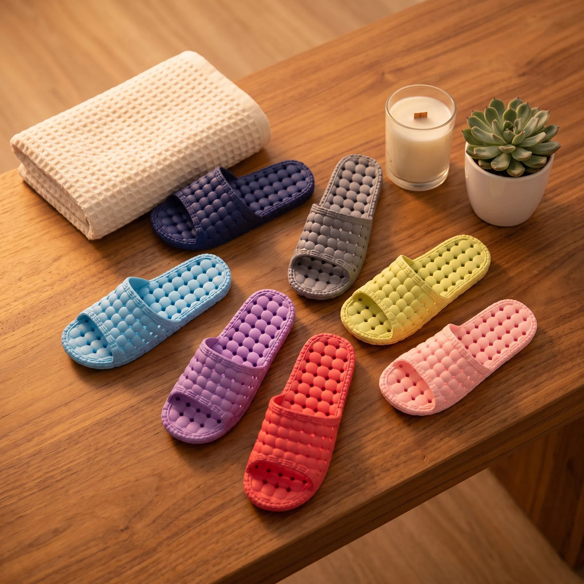 Anti-Slip Bathroom Slippers – Quick-Drain Soft Bath Slippers
