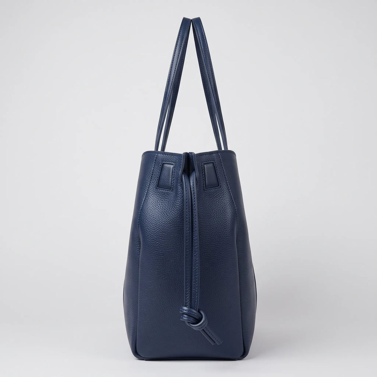 Blue Structured Leather Shoulder Bag – Large Capacity Women’s Handbag