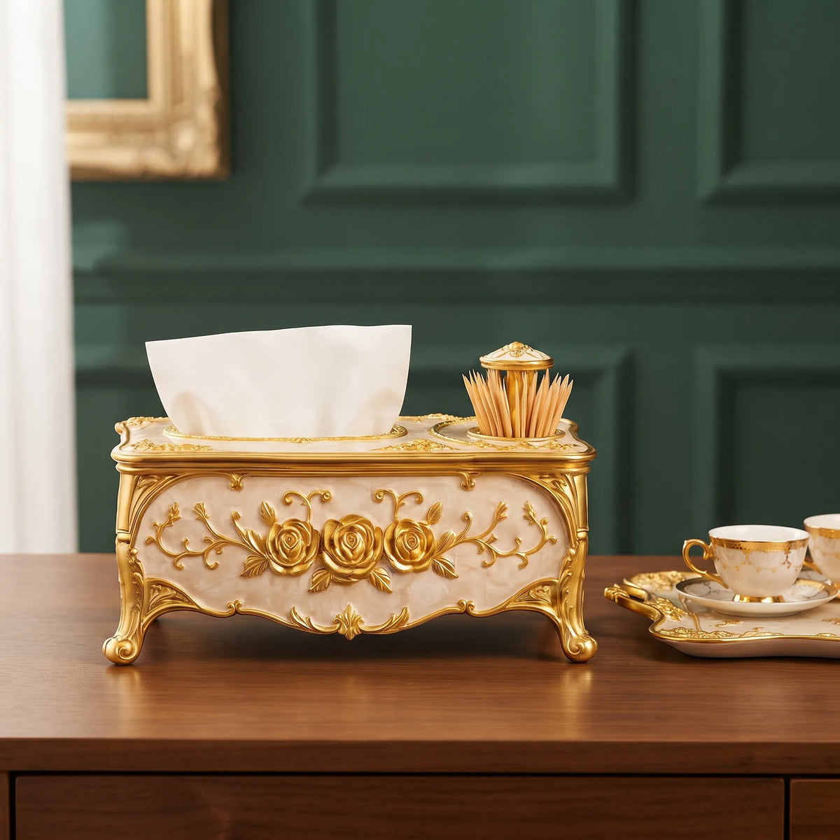 Luxury Acrylic Tissue Box with Toothpick Dispenser