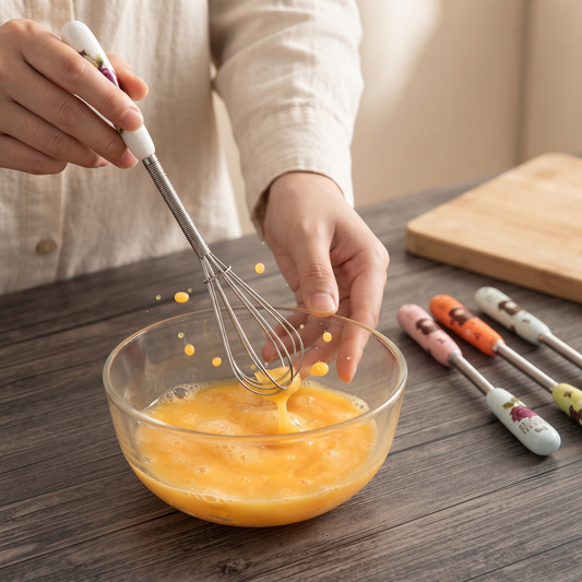 Ceramic Handle Stainless Steel Whisk – 19cm Egg Beater