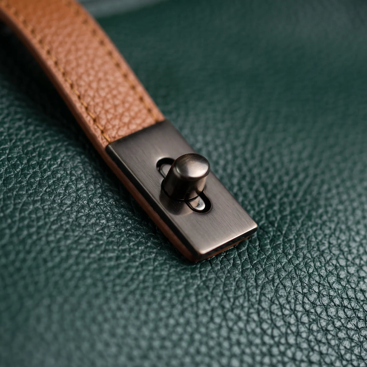 Two-Tone Faux Leather Work Handbag in Emerald and Tan