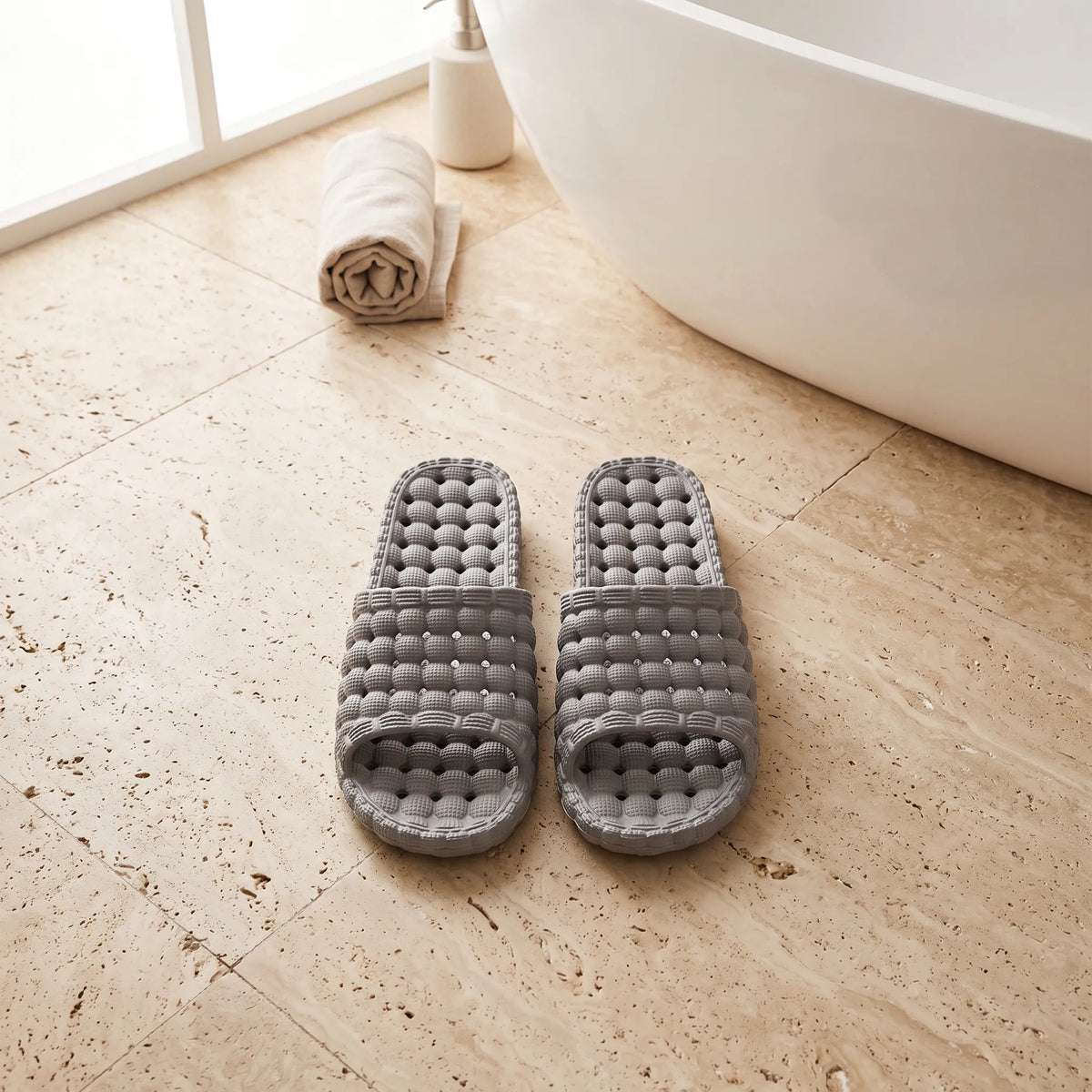 Anti-Slip Bathroom Slippers – Quick-Drain Soft Bath Slippers