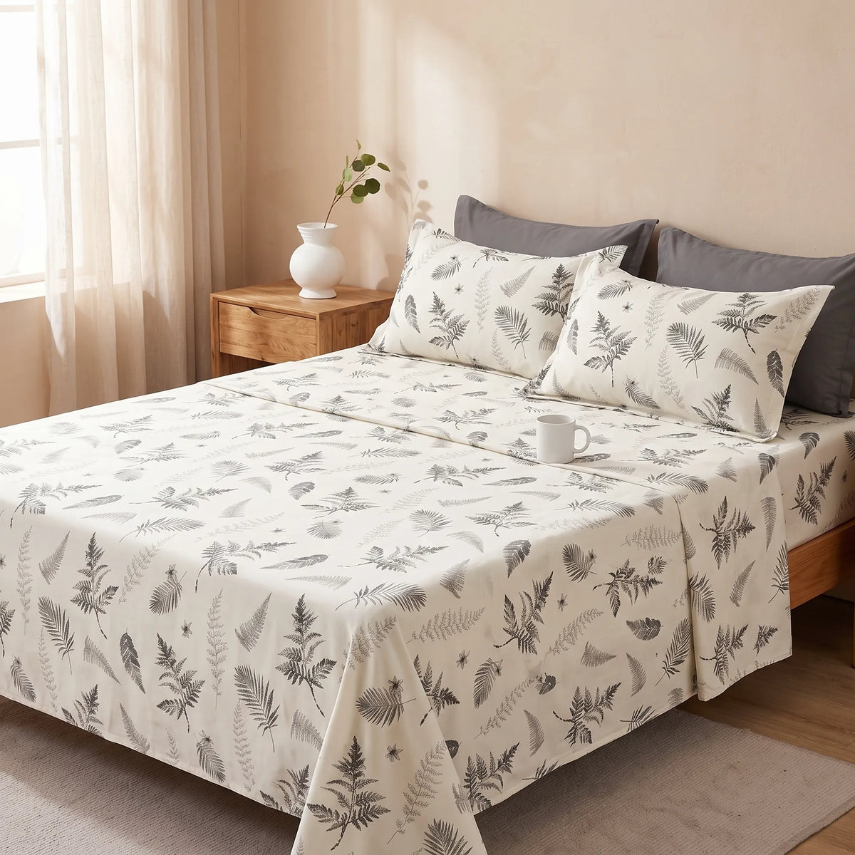 3 Pcs Slate Leaf Minimalist Bedding Set