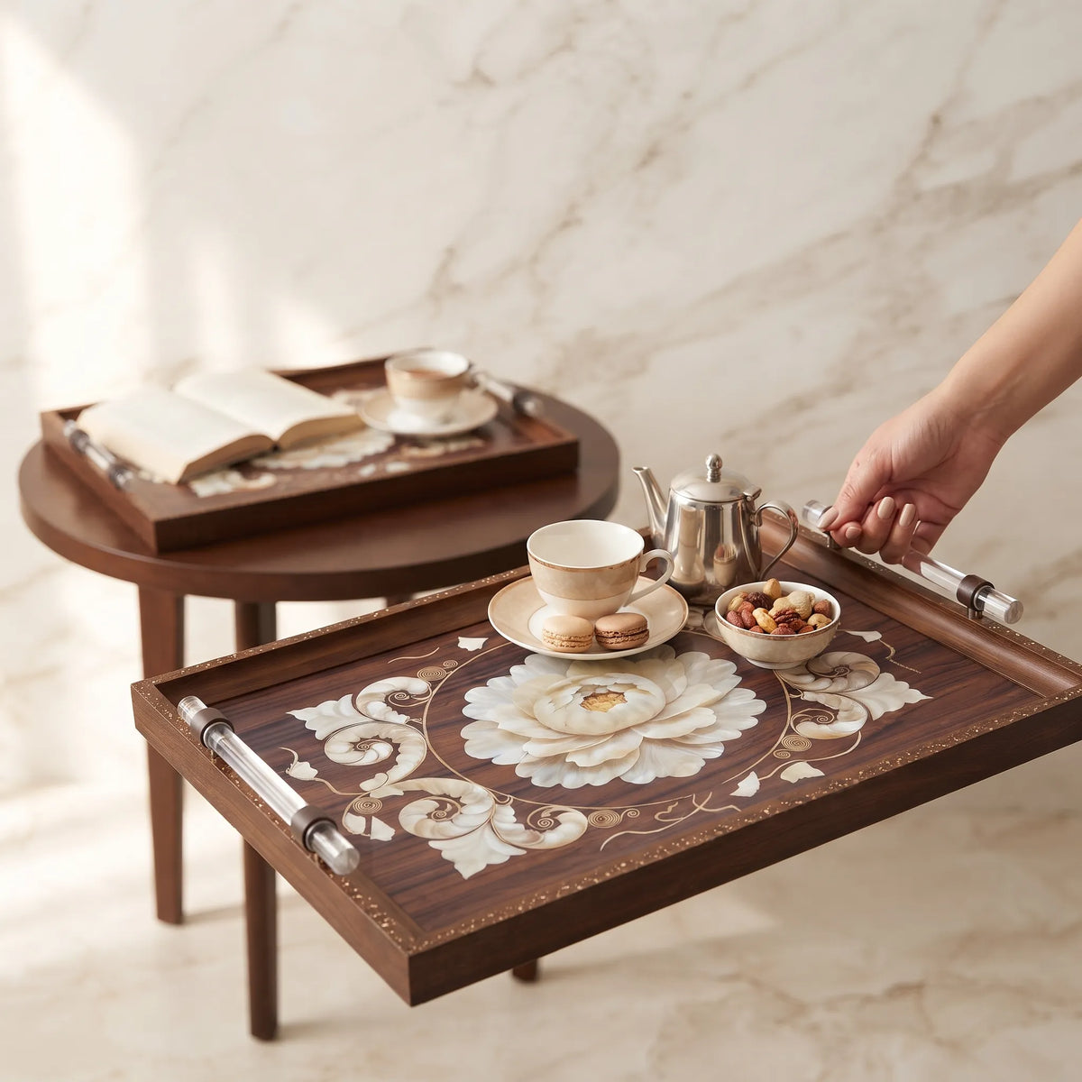 2-Piece Wooden Tray Set – Serving & Kitchen Organisation Trays