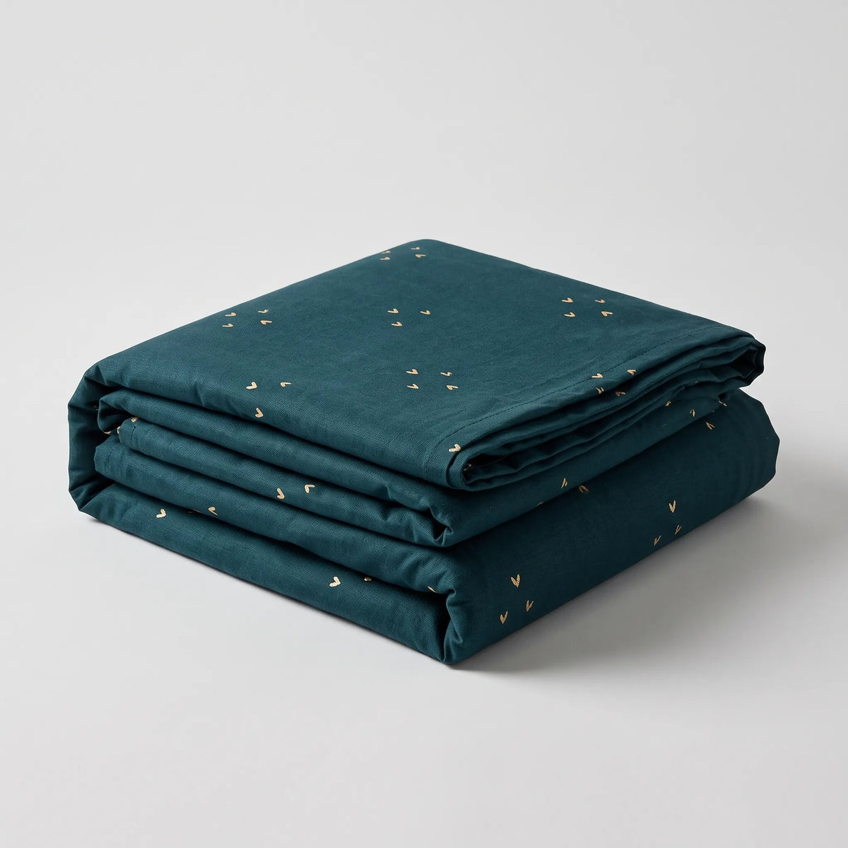 3 Pcs Deep Teal & Gold Tiny Heart Bedding Set