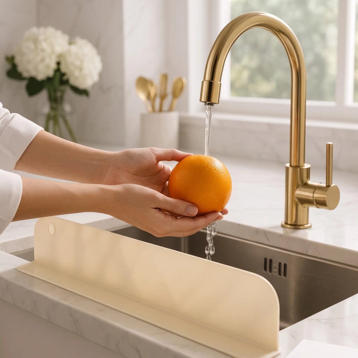 Suction Cup Sink Splash Guard – 14" Water Blocking Plate for Kitchen Counters