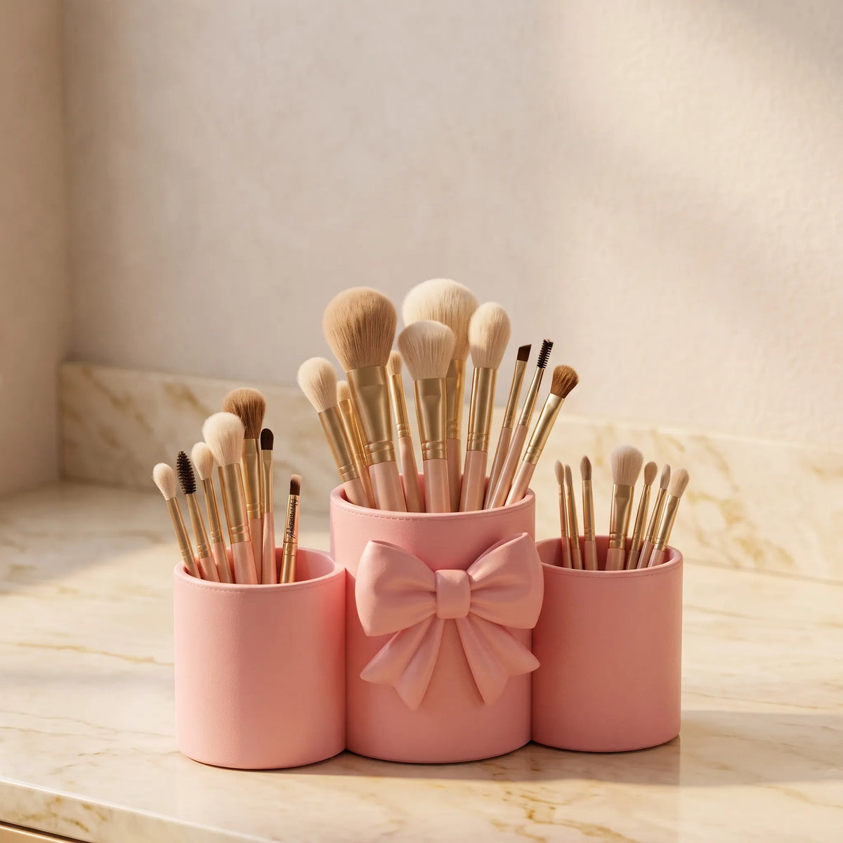 Bow Makeup Brush Holder & Cosmetic Organizer – Single or 3-Compartment