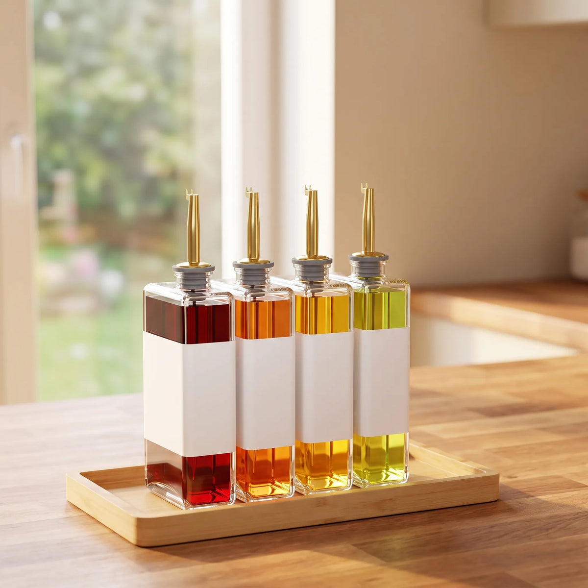 Glass Oil & Vinegar Dispenser Bottle with Gold Pour Spout