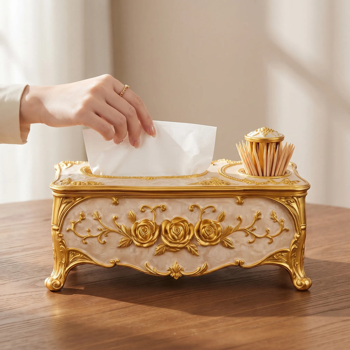 Luxury Acrylic Tissue Box with Toothpick Dispenser