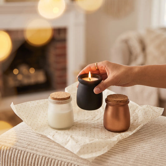 Frosted Glass Scented Candle with Cork Lid – Home Fragrance Jar Candle