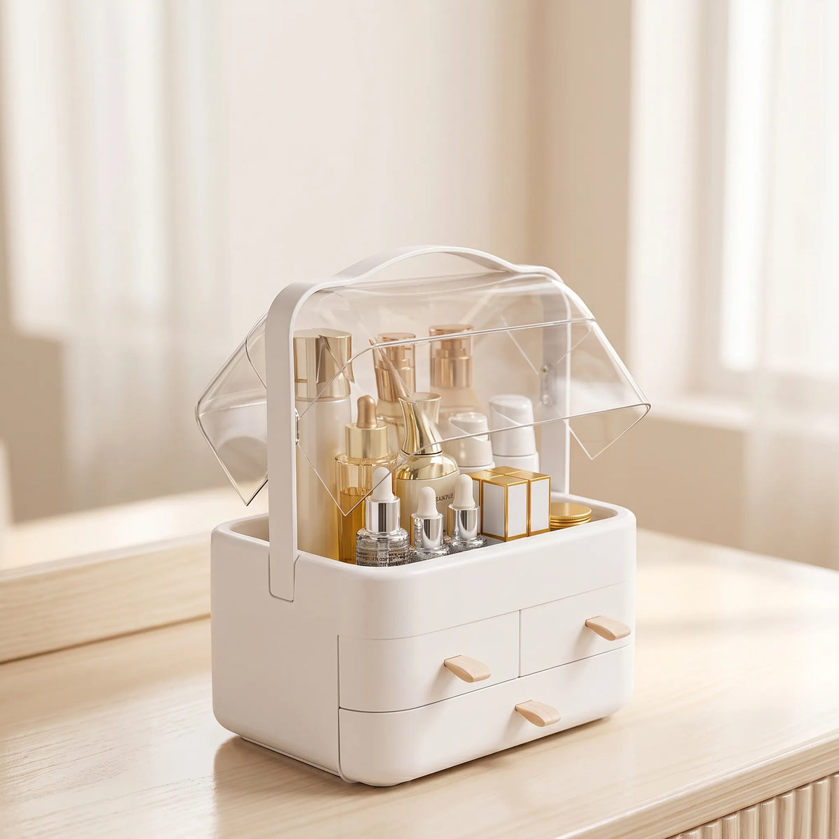 Double-Door Acrylic Cosmetic & Skincare Organizer with Drawers