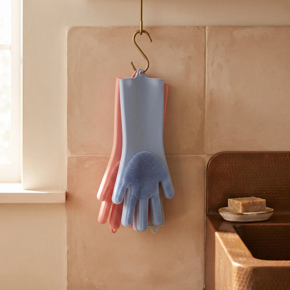 Textured Silicone Dishwashing Gloves – Scrubbing Kitchen & Cleaning Gloves